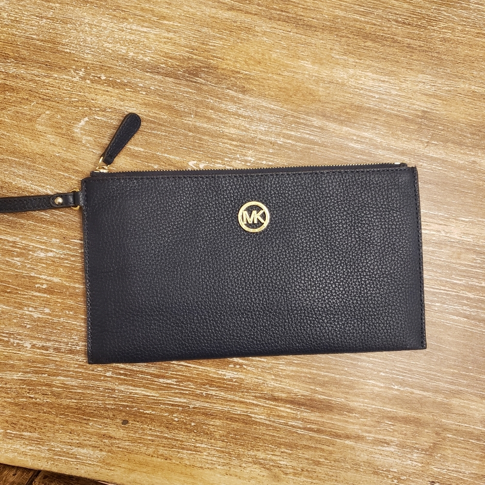 Michael Kors Navy Leather Clutch/Wristlet